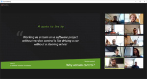 Zoom picture of the team during the first presentation